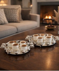 ZEYVE SILVER BONCUK YÖV. 2-PLACE TRAY 32x28x5-37x33x5cm